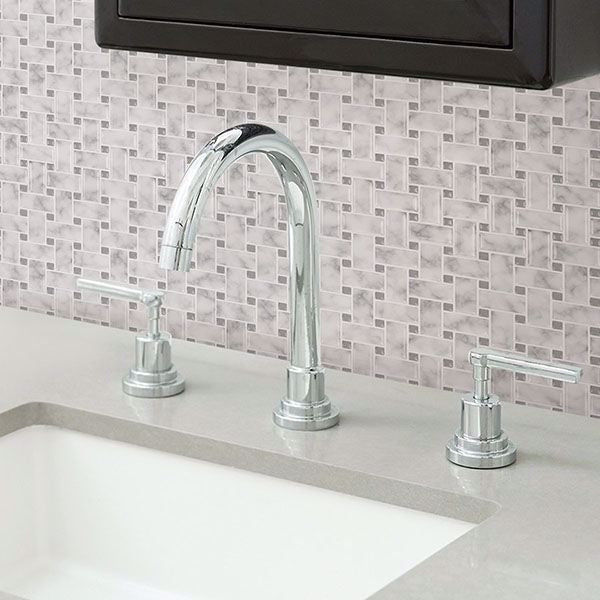 Basketweave Carrara Peel & Stick Backsplash