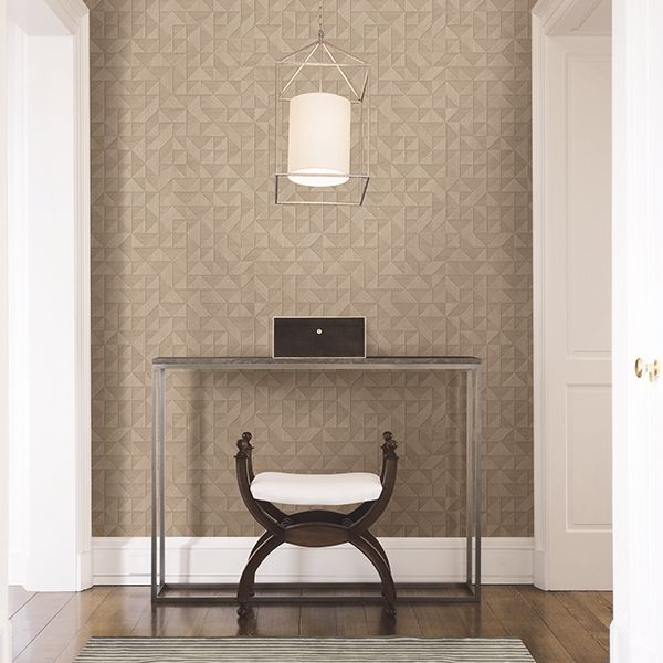 Gallerie Beige Geometric Wood Wallpaper