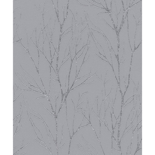 Diani Charcoal Metallic Tree Wallpaper