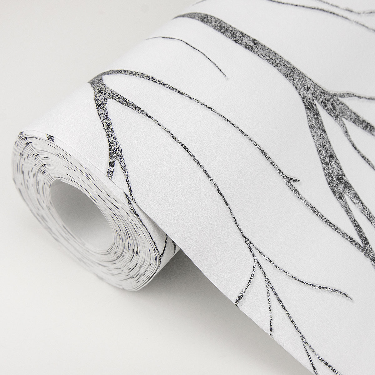 Diani Charcoal Metallic Tree Wallpaper