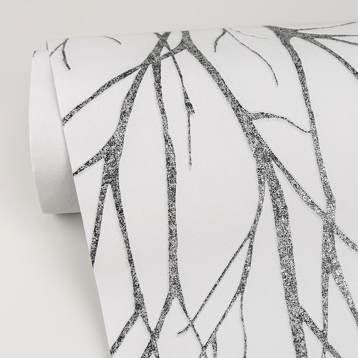 Diani Charcoal Metallic Tree Wallpaper