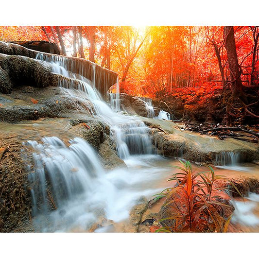 Autumn Waterfall Wall Mural