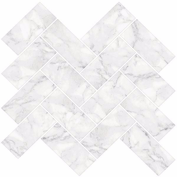 Herringbone Carrara Marble Peel and Stick Backsplash