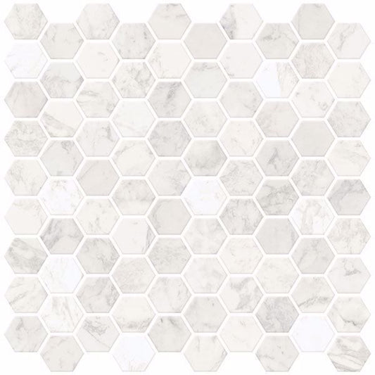 Hexagon Marble Peel and Stick Backsplash