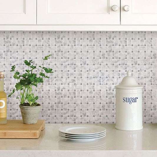 Basketweave Carrara Peel & Stick Backsplash