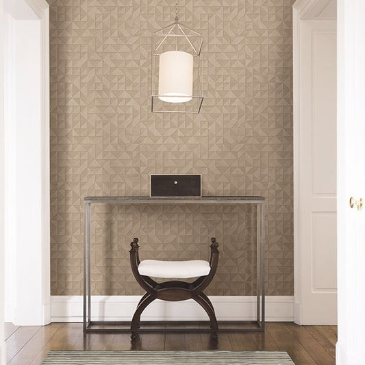 Gallerie Beige Geometric Wood Wallpaper