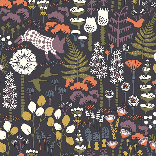 Hoppet Folk Black Scandinavian Wallpaper