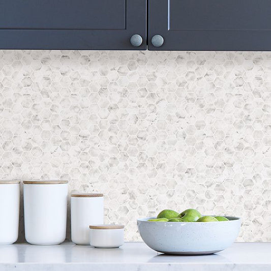 Venatino Carrara Tile Peel and Stick Backsplash