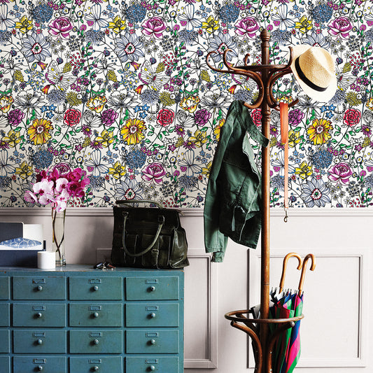 Daley Line Floral Wallpaper