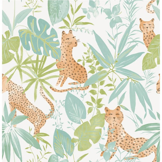 Teal Lime Jhalana Peel and Stick Wallpaper