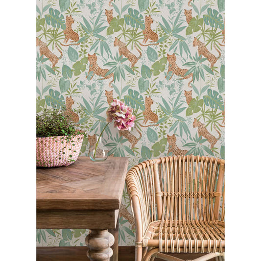 Teal Lime Jhalana Peel and Stick Wallpaper