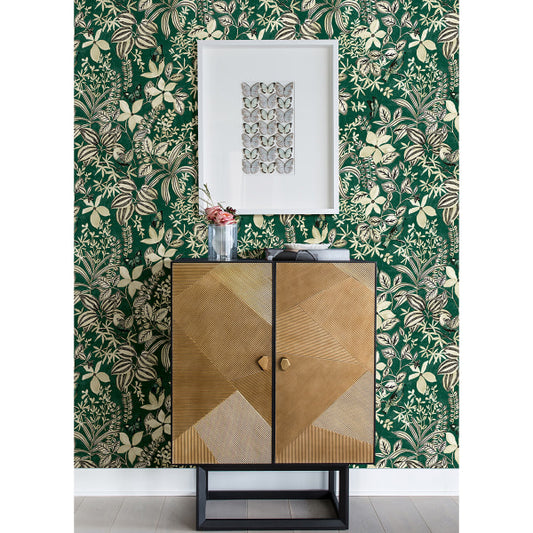 Green Willa Flower Peel and Stick Wallpaper